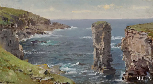 Vue de la côte britannique (côte des Cornouailles) - William Trost Richards - Reproductions de tableaux et peintures haut de gamme