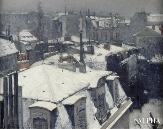 Vue de toits (Effet de neige) - Caillebotte - Reproductions de tableaux et peintures haut de gamme