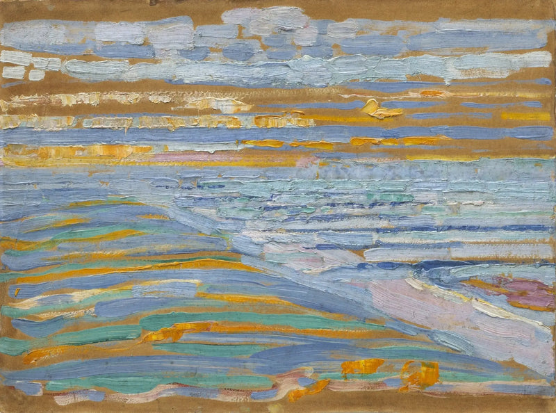 Pohled z dun s pláží a molemi, Domburg - Piet Mondrian
