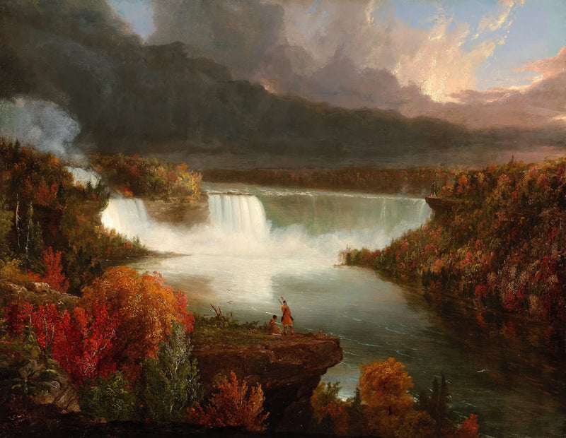 Vzdálený pohled na Niagarské vodopády - Thomas Cole